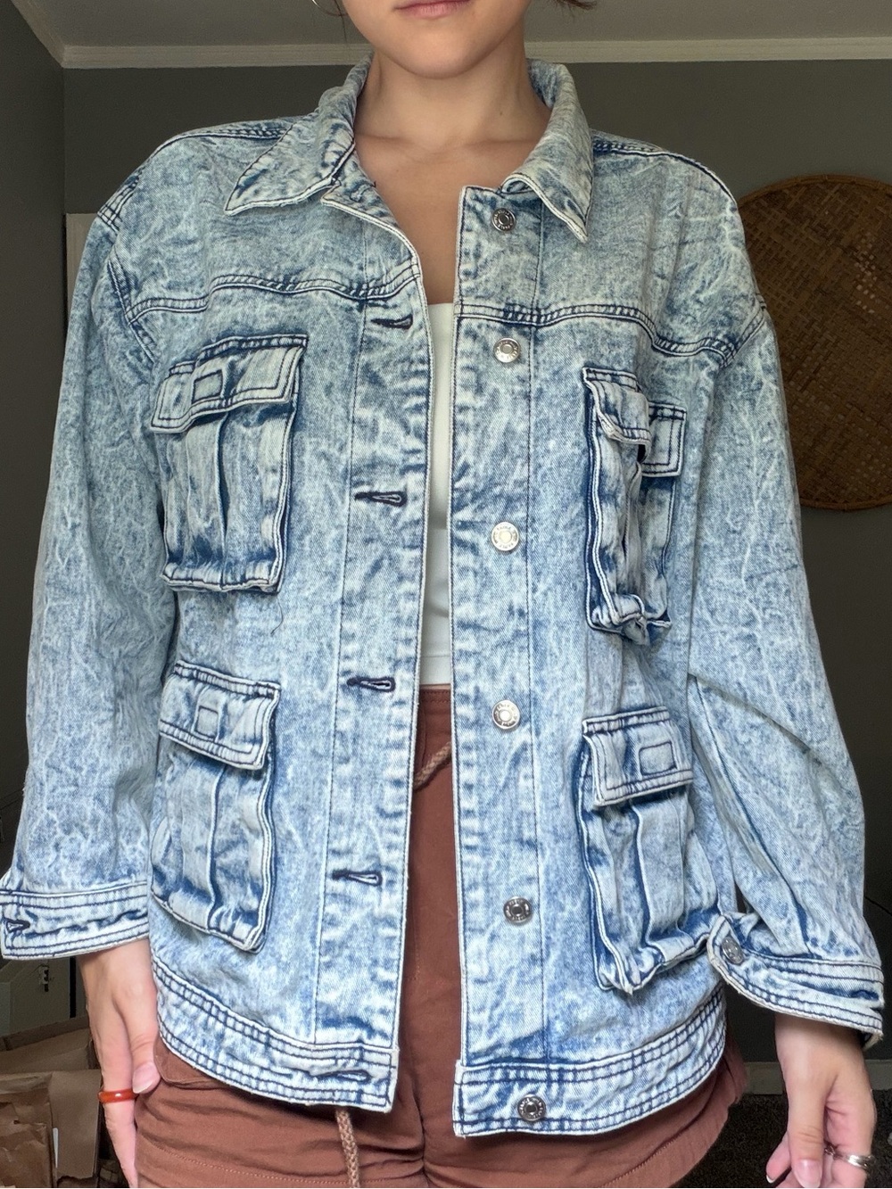 Wild Fable Acid Wash Denim Jacket in Light Blue